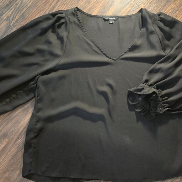 ZAC & RACHEL Black Polyester Boho/Peasant Style Blouse SIZE XL - Picture 5 of 10